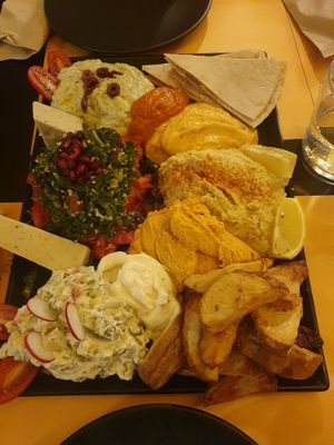 Appetizer platter (huge and tasty, recommended for 3/4 people) at Veganaki in Athens