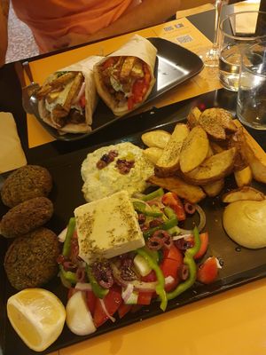 Souvlaki wraps + veganki special at Veganaki in Athens