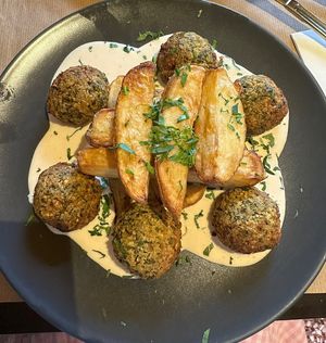 Meatball dish   at Veganaki in Athens