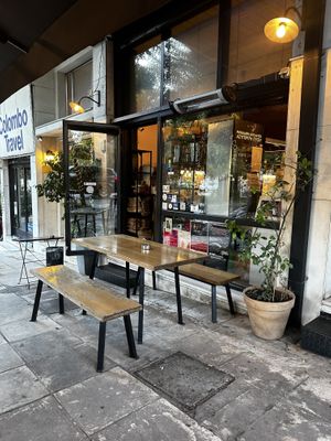 Outside seatingg  at Veganaki in Athens