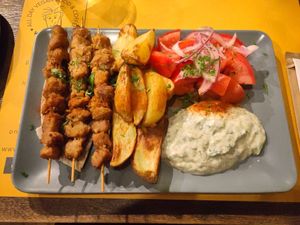 Soy Souvlaki Plate at Veganaki in Athens