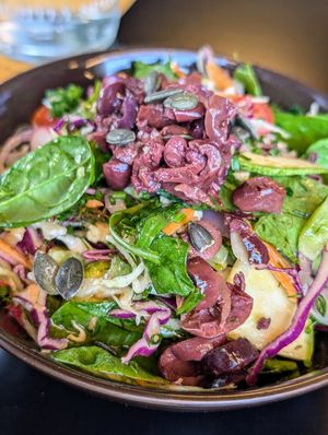 Rainbow salad side order at Veganaki in Athens