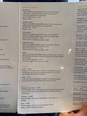Menu at Veganaki in Athens