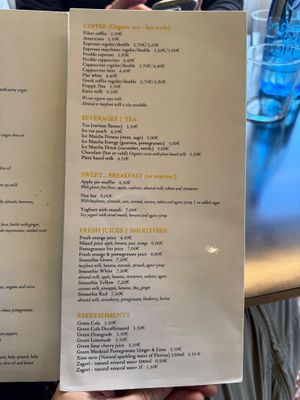 Menu at Veganaki in Athens