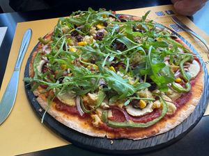 Greek Pizza at Veganaki in Athens