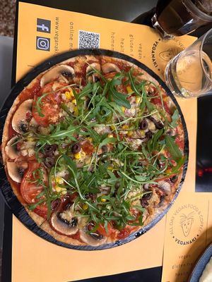 Greek pizza #Veganuary at Veganaki in Athens