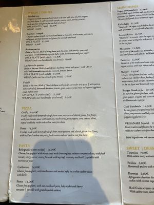 Menu  at Veganaki in Athens