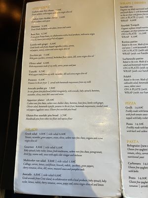 Menu  at Veganaki in Athens