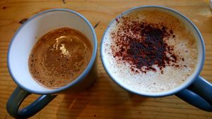 Vegan cappuccino & greek coffee at Veganaki in Athens