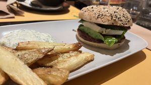 Greek style burgerr  at Veganaki in Athens