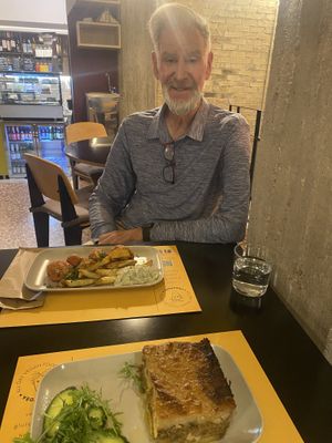 Clean, fresh urban atmosphere with indoor and outdoor seating.  at Veganaki in Athens