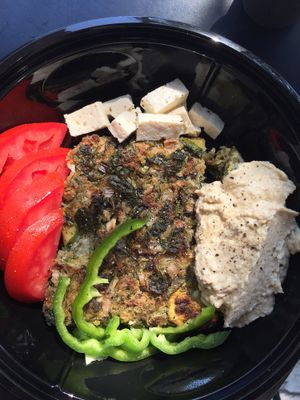 Falafel, hummus, tomato, vegan feta at Veganaki in Athens