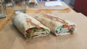 wrap with mung beans at Veganaki in Athens