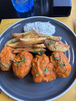 ‘Meatballs’ more like falafels (tasty!)  at Veganaki in Athens