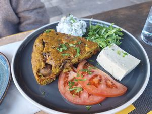 Oven-baked omelette at Veganaki in Athens