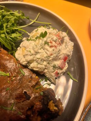 Side salad of baked omelette. at Veganaki in Athens