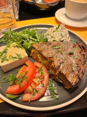 Baked omelette. at Veganaki in Athens