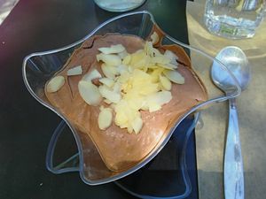 Mousse banana and chocolate at Veganaki in Athens