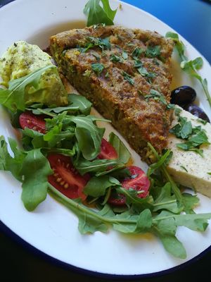 vegan omelette at Veganaki in Athens