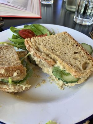 Hummus sandwich at Veganaki in Athens
