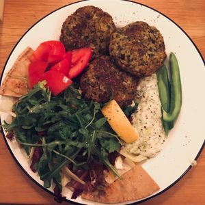 Rovitsa burger patties with mung beans at Veganaki in Athens