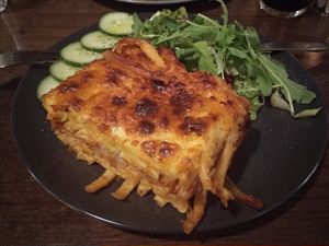 Excellent pastitsio! at Veganaki in Athens