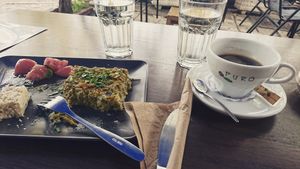 Amazing coffee and vegan pumpkin pie!!! ❤️  at Veganaki in Athens