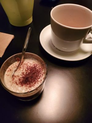 tiramisu and cinnamonade at Veganaki in Athens