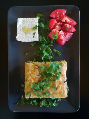 Plastic pie at Veganaki in Athens