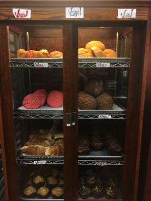All the vegan goodness in a case  at Panaderia Nuevo Leon in Chicago