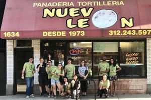 Chicago Animal Save activists show some love to Panaderia Nuevo Leon! at Panaderia Nuevo Leon in Chicago