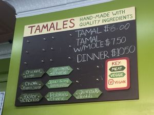 The vegan tamal today is quinoa and lentil. at Yvolina's Tamales in Chicago