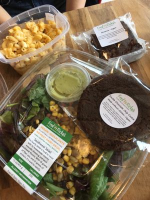 Southwest salad, Mac n’ cheese, plus super chocomaty cookies and brownies at Fred and Ricky's Plant Delicious Foods in Creve Coeur