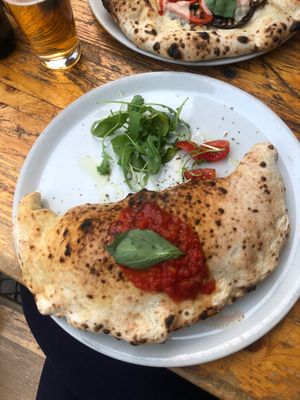 Calzone with mushrooms and vegan ricotta yummyyyy at La Stella Nera in Berlin