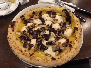 This walnut and chees pizza is superb. at La Stella Nera in Berlin