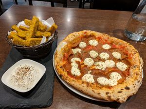 Polenta (left) and diavola (right). Would recommend both. at La Stella Nera in Berlin