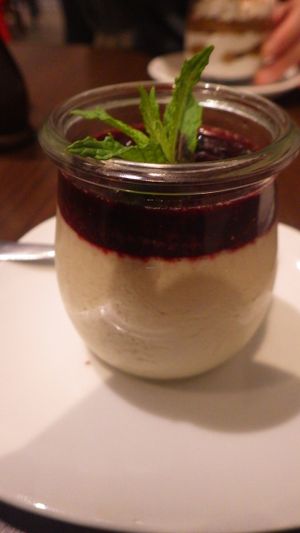 Pannacotta with mixed hot berries at La Stella Nera in Berlin