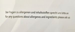 Questions about allergens and ingredients at La Stella Nera in Berlin