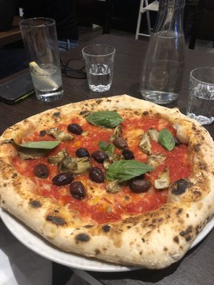 Pizza with artichokes - just yum  at La Stella Nera in Berlin