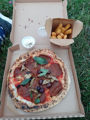 carciofi mit extra seitan + polenta frittas at La Stella Nera in Berlin