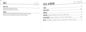 Menu, pg 4  at La Stella Nera in Berlin