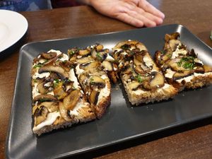 Mushroom cream cheese bruschetta at La Stella Nera in Berlin