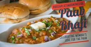 The Paav Bhaji - spiced mashed mixed vegetables cooked on a griddle and served with Paavs (soft round rolls) lightly toasted in butter, chopped onions and lemon wedges. An iconic Mumbai dish that is a wholesome mix of potatoes, tomatoes, cauliflower, green peas and capsicum along with plenty of onions, ginger and garlic. This vegetarian classic is an all day hit and works a treat as a meal or a snack. And its also a great way to get your kids to eat plenty of veggies too - all with a smile! at Dosa Plaza in Morningside