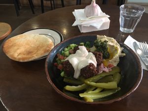 Falafel Plate: $12 at Very Good Falafel in Brunswick