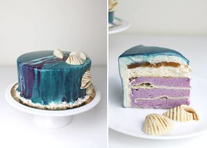 Vegan french cake. Shortbread cake, blackberry cremeux, melon compote, melon mousse on white chocolate with tarragon.
Decorations: praline with white chocolate. ???
All dyes are natural. at Physalis in Warsaw