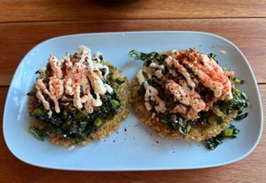 Open faced mushroom sammy- very unique!  at Obon Shokudo in Portland