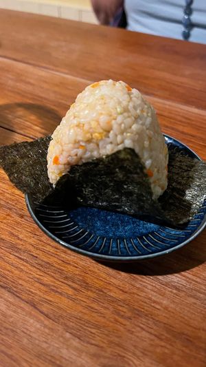 I forget what these little triangular rice cakes are called. It was OK, but not as flavorful as the other items. at Obon Shokudo in Portland
