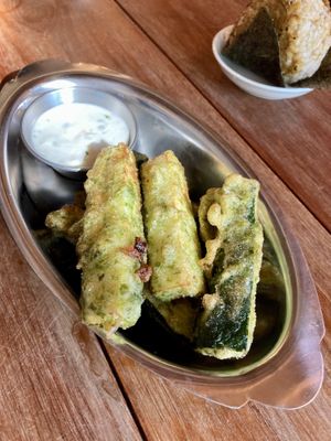 Zucchini Tempura - DELICIOUS! 😋   at Obon Shokudo in Portland