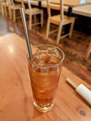 Iced Hojicha at Obon Shokudo in Portland