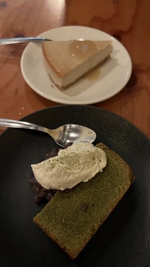 Matcha Pound Cake & Miso Caramel Cheesecake  at Obon Shokudo in Portland
